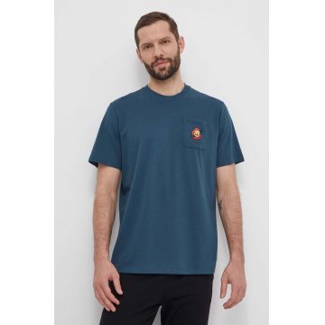 adidas Originals tricou din bumbac barbati, culoarea turcoaz, cu imprimeu, IS2919