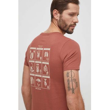 Columbia tricou din bumbac Rapid Ridge bărbați, culoarea roșu, cu imprimeu 1934824