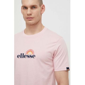 Ellesse tricou din bumbac Trea T-Shirt barbati, culoarea roz, cu imprimeu, SHV20126