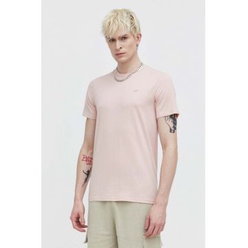 Hollister Co. tricou din bumbac barbati, culoarea roz, neted