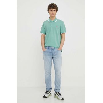 Levi's polo de bumbac culoarea verde, neted, 35883