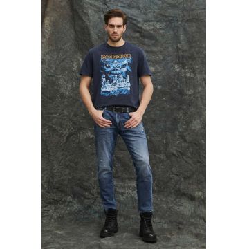 Medicine tricou din bumbac bărbați, culoarea bleumarin, cu imprimeu