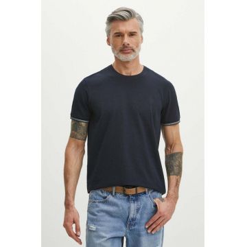 Medicine tricou din bumbac bărbați, culoarea bleumarin, uni