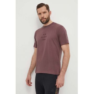 New Balance tricou din bumbac barbati, culoarea violet, cu imprimeu, MT41519LIE