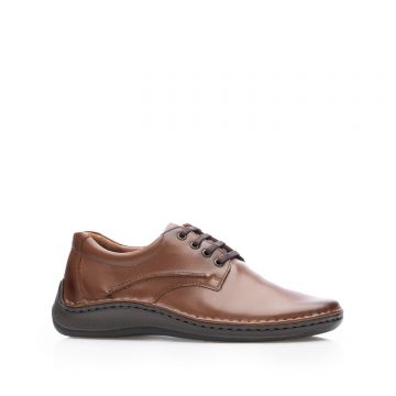 Pantofi casual bărbați din piele naturală, Leofex - 918 Cognac Închis Box