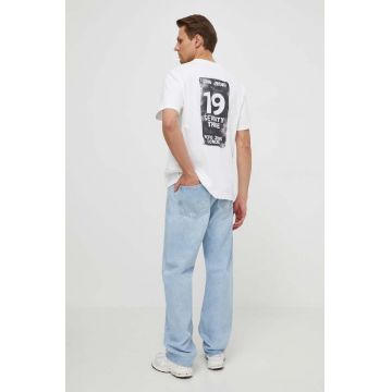 Pepe Jeans tricou din bumbac barbati, culoarea bej, cu imprimeu