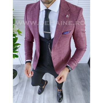 Sacou barbati grena slim fit B5603 P19-4.3