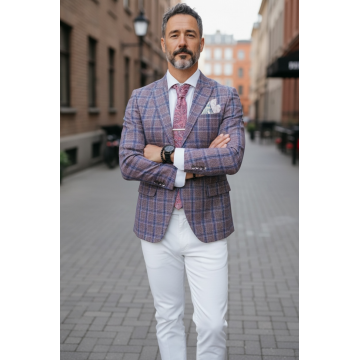 Sacou barbati in carouri slim fit B4238 6-2