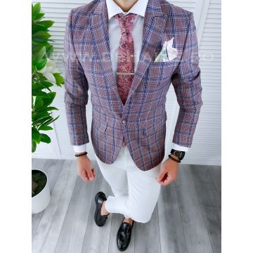 Sacou barbati in carouri slim fit B4238 20-3.1 Sacou barbati in carouri slim fit B4238 20-3.1