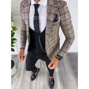 Sacou barbati in carouri slim fit B4979 O3-5.1