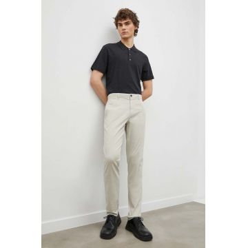 Theory polo de bumbac culoarea negru, neted