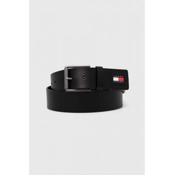 Tommy Jeans curea de piele bărbați, culoarea negru AM0AM12340