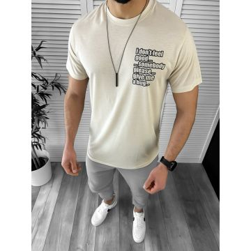 Tricou barbati slim fit bej 12448 43-4