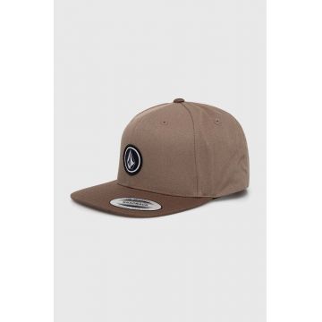 Volcom șapcă de baseball din bumbac culoarea maro, neted