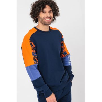 Bluza de trening cu decolteu la baza gatului si model colorblock