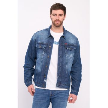 Jacheta de denim cu doua buzunare cu clapa