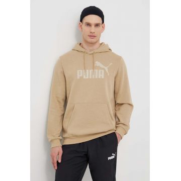 Puma bluză bărbați, culoarea bej, cu glugă, cu imprimeu 847428