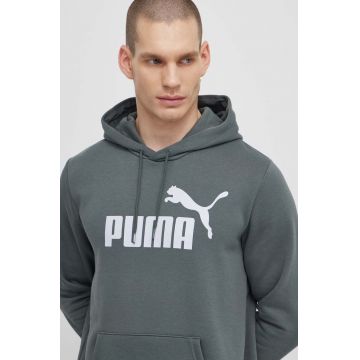 Puma bluză bărbați, culoarea gri, cu glugă, cu imprimeu 586687