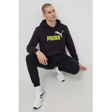 Puma bluză bărbați, culoarea negru, cu glugă, cu imprimeu 586765