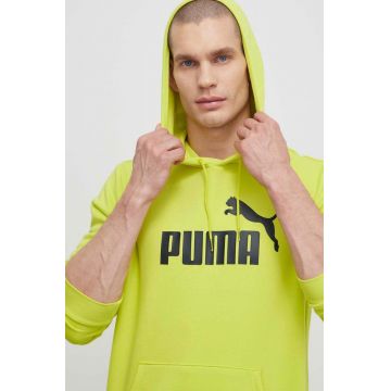 Puma bluză bărbați, culoarea verde, cu glugă, cu imprimeu 586687