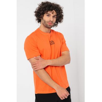 Tricou de bumbac cu decolteu la baza gatului