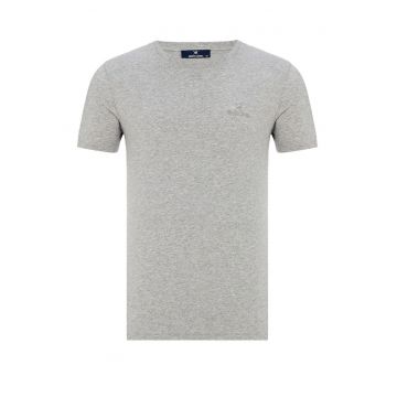 Tricou din bumbac cu decolteu la baza gatului
