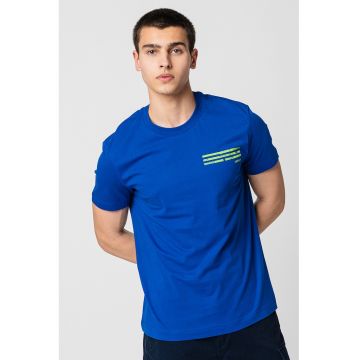 Tricou din bumbac cu decolteu la baza gatului