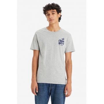 Tricou din bumbac cu decolteu la baza gatului