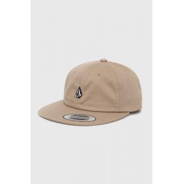 Volcom șapcă de baseball din bumbac culoarea bej, neted