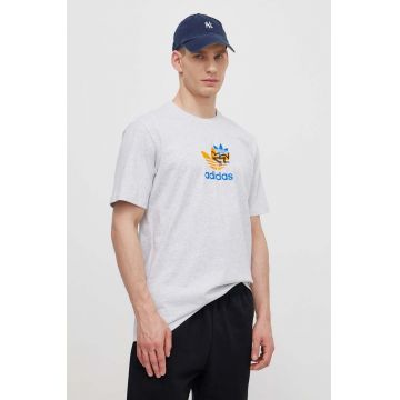 adidas Originals tricou din bumbac barbati, culoarea gri, cu imprimeu, IS2912