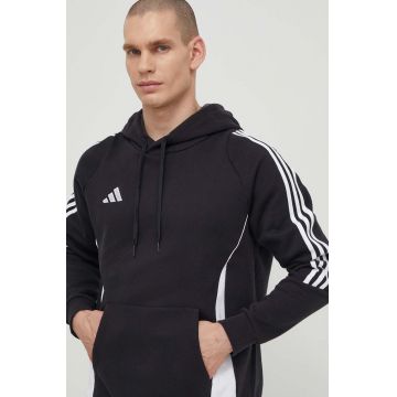 adidas Performance bluză trening Tiro 24 culoarea negru, cu glugă, cu imprimeu, IJ7673