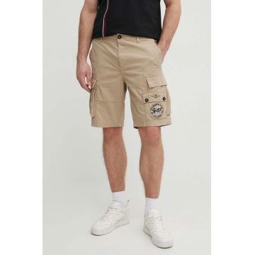 Aeronautica Militare pantaloni scurti barbati, culoarea bej, BE202CT3254