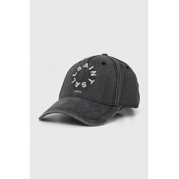 AllSaints șapcă de baseball din bumbac culoarea gri, cu imprimeu