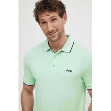 BOSS Green polo de bumbac culoarea verde, uni 50469055