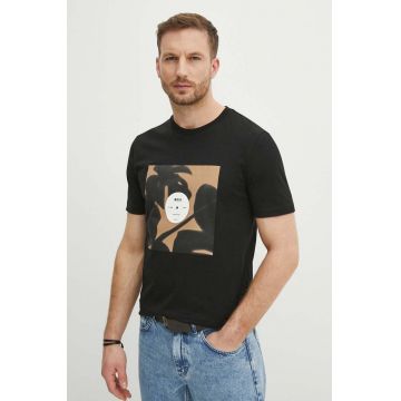 BOSS tricou din bumbac bărbați, culoarea negru, cu imprimeu 50512132