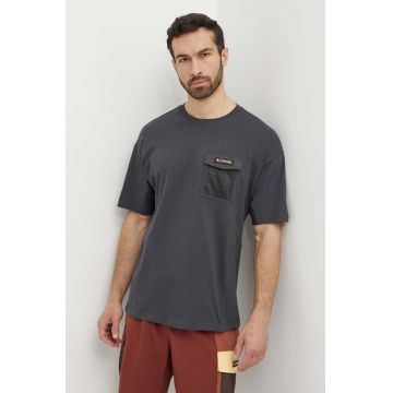Columbia tricou din bumbac Painted Peak barbati, culoarea gri, cu imprimeu, 2074481