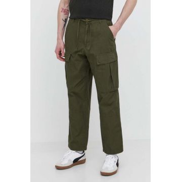 DC pantaloni de bumbac culoarea verde, drept, ADYNP03077