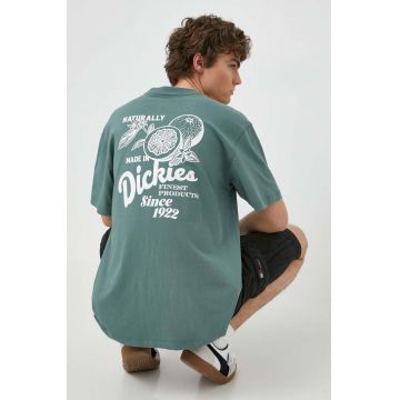 Dickies tricou din bumbac RAVEN TEE SS barbati, culoarea verde, cu imprimeu, DK0A4YYM