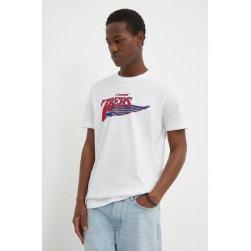 Diesel tricou din bumbac T-DIEGOR-K75 bărbați, culoarea alb, cu imprimeu, A12503.0GRAI