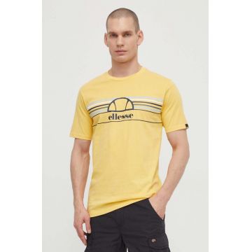 Ellesse tricou din bumbac Lentamente T-Shirt barbati, culoarea galben, cu imprimeu, SHV11918
