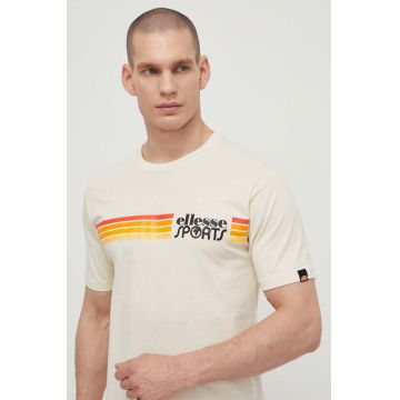 Ellesse tricou din bumbac Sorranta T-Shirt barbati, culoarea bej, cu imprimeu, SHV20128