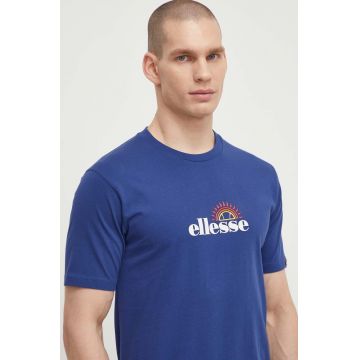 Ellesse tricou din bumbac Trea T-Shirt barbati, culoarea albastru marin, cu imprimeu, SHV20126