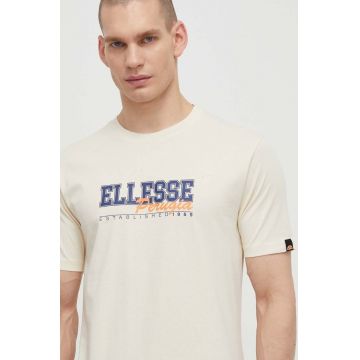 Ellesse tricou din bumbac Zagda T-Shirt barbati, culoarea bej, cu imprimeu, SHV20122