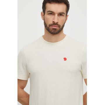 Fjallraven tricou Hemp Blend T-shirt barbati, culoarea bej, cu imprimeu, F12600215