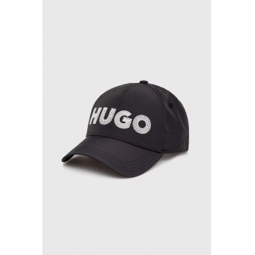 HUGO șapcă culoarea negru, cu imprimeu 50515963