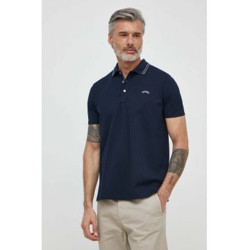 Paul&Shark polo de bumbac culoarea albastru marin, neted, 24411274