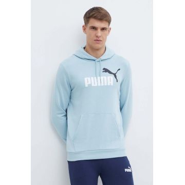 Puma bluză bărbați, culoarea turcoaz, cu glugă, cu imprimeu 586765