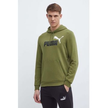 Puma bluză bărbați, culoarea verde, cu glugă, cu imprimeu 586765