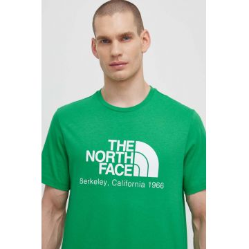 The North Face tricou din bumbac M Berkeley California S/S Tee barbati, culoarea verde, cu imprimeu, NF0A87U5PO81