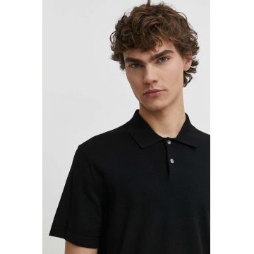 Theory tricou polo barbati, culoarea negru, neted